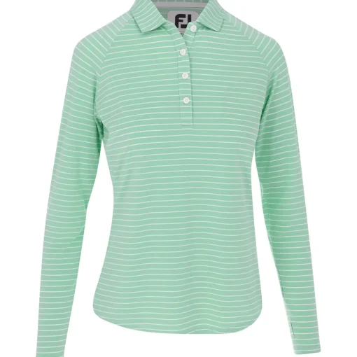 FootJoy L/S Pin Stripe Sun Protection Previous Season Apparel Style Shirt Polo Long Sleeve Golf Apparel