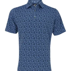 FootJoy Painted Floral Lisle Self Collar Previous Season Apparel Style Shirt Polo Short Sleeve Golf Apparel