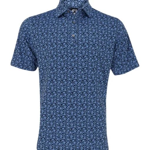 FootJoy Painted Floral Lisle Self Collar Previous Season Apparel Style Shirt Polo Short Sleeve Golf Apparel