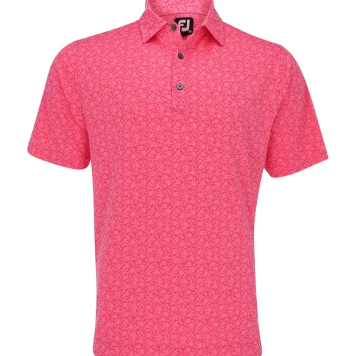 FootJoy Painted Floral Lisle Self Collar Previous Season Apparel Style Shirt Polo Short Sleeve Golf Apparel