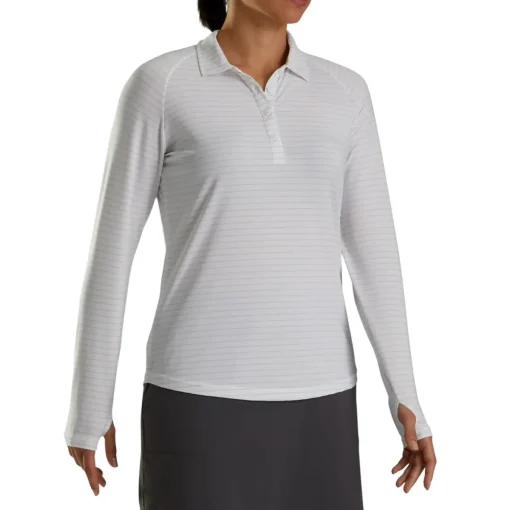 FootJoy Pin Stripe Sun Protection Previous Season Apparel Style Shirt Polo Long Sleeve Golf Apparel