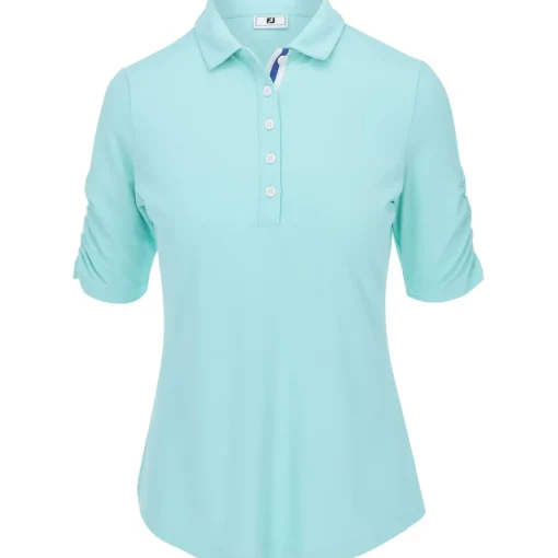 FootJoy Ruched 1/2 Sleeve Previous Season Apparel Style Shirt Polo Short Sleeve Golf Apparel