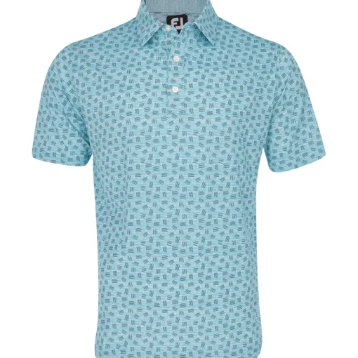 FootJoy Sketched Print Lisle Previous Season Apparel Style Shirt Polo Short Sleeve Golf Apparel
