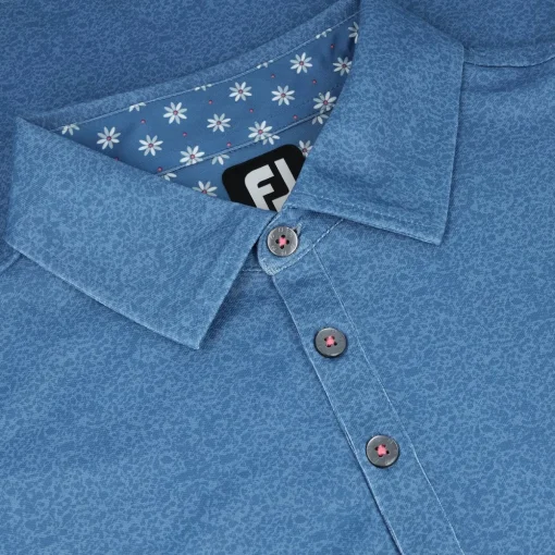 FootJoy Texture Print With Trim Stretch Pique Self Collar Previous Season Apparel Style Shirt Polo Short Sleeve Golf Apparel
