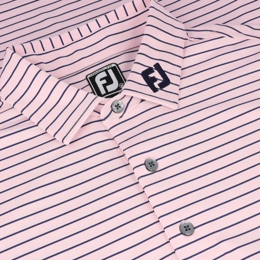 FootJoy Tour Logo Lisle Classic Stripe Athletic Fit Shirt Polo Short Sleeve Golf Apparel