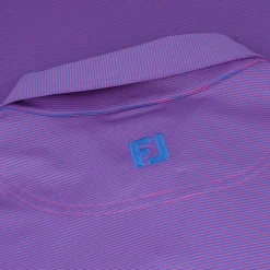 FootJoy TOUR LOGO MicroFeeder Stripe Lisle Self Collar Shirt Polo Short Sleeve Golf Apparel