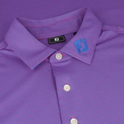 FootJoy TOUR LOGO MicroFeeder Stripe Lisle Self Collar Shirt Polo Short Sleeve Golf Apparel