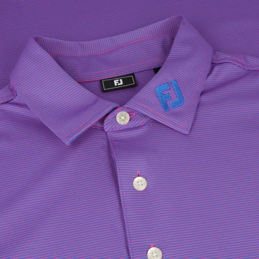 FootJoy TOUR LOGO MicroFeeder Stripe Lisle Self Collar Shirt Polo Short Sleeve Golf Apparel