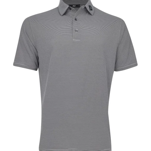 FootJoy TOUR LOGO MicroFeeder Stripe Lisle Self Collar Shirt Polo Short Sleeve Golf Apparel