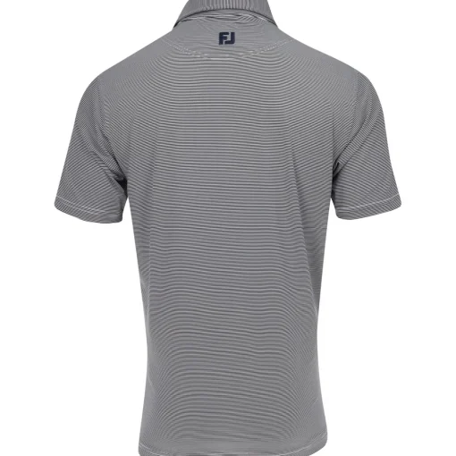 FootJoy TOUR LOGO MicroFeeder Stripe Lisle Self Collar Shirt Polo Short Sleeve Golf Apparel