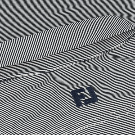 FootJoy TOUR LOGO MicroFeeder Stripe Lisle Self Collar Shirt Polo Short Sleeve Golf Apparel