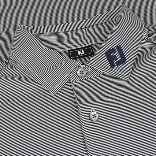 FootJoy TOUR LOGO MicroFeeder Stripe Lisle Self Collar Shirt Polo Short Sleeve Golf Apparel