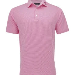 FootJoy TOUR LOGO MicroFeeder Stripe Lisle Self Collar Shirt Polo Short Sleeve Golf Apparel
