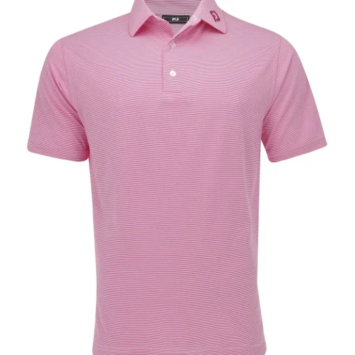 FootJoy TOUR LOGO MicroFeeder Stripe Lisle Self Collar Shirt Polo Short Sleeve Golf Apparel