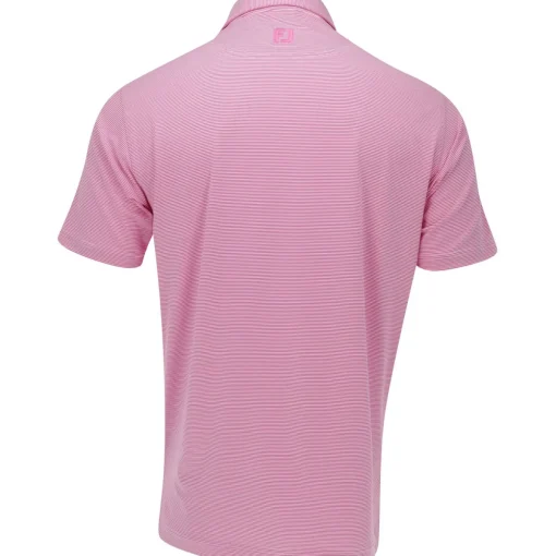FootJoy TOUR LOGO MicroFeeder Stripe Lisle Self Collar Shirt Polo Short Sleeve Golf Apparel