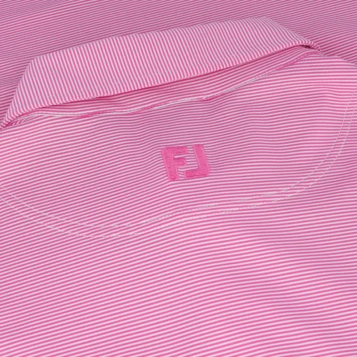 FootJoy TOUR LOGO MicroFeeder Stripe Lisle Self Collar Shirt Polo Short Sleeve Golf Apparel