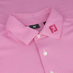FootJoy TOUR LOGO MicroFeeder Stripe Lisle Self Collar Shirt Polo Short Sleeve Golf Apparel