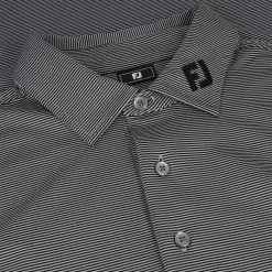 FootJoy TOUR LOGO MicroFeeder Stripe Lisle Self Collar Shirt Polo Short Sleeve Golf Apparel