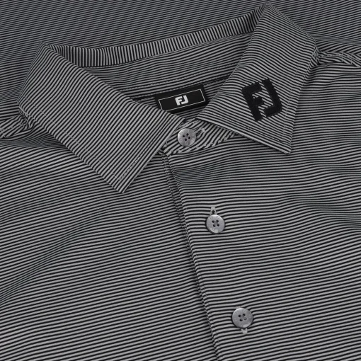 FootJoy TOUR LOGO MicroFeeder Stripe Lisle Self Collar Shirt Polo Short Sleeve Golf Apparel