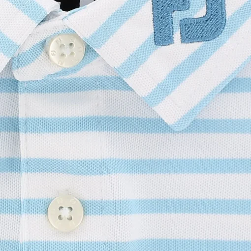 FootJoy Youth Tour Logo Striped Pique Shirt Polo Short Sleeve Golf Apparel