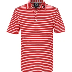 FootJoy Youth Tour Logo Striped Pique Shirt Polo Short Sleeve Golf Apparel
