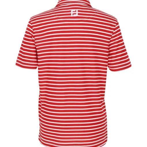FootJoy Youth Tour Logo Striped Pique Shirt Polo Short Sleeve Golf Apparel