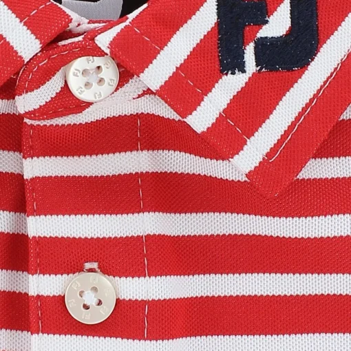 FootJoy Youth Tour Logo Striped Pique Shirt Polo Short Sleeve Golf Apparel