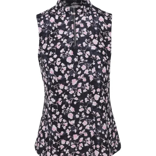 Greg Norman Blossom Sleeveless Shirt Polo Short Sleeve Golf Apparel