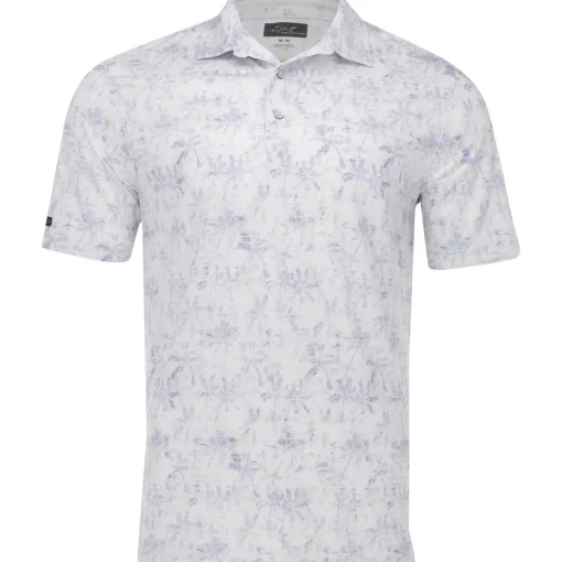 Greg Norman Crosshatch Palm ML75 Stretch Polo Shirt Polo Short Sleeve Golf Apparel