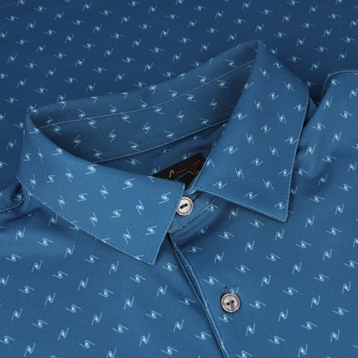 Greg Norman Freedom Micro Pique Spinner Print Shirt Polo Short Sleeve Golf Apparel