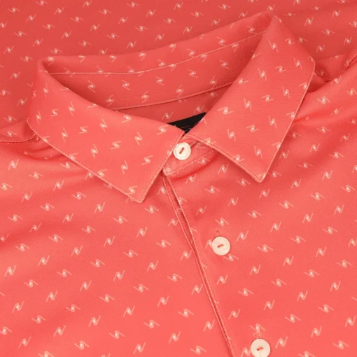 Greg Norman Freedom Micro Pique Spinner Print Shirt Polo Short Sleeve Golf Apparel