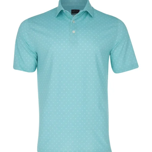 Greg Norman Freedom Micro Pique Spinner Print Shirt Polo Short Sleeve Golf Apparel