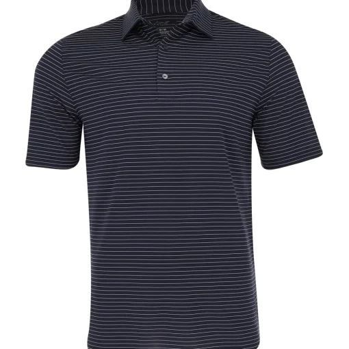 Greg Norman Freedom Micro Pique Feeder Stripe Shirt Polo Short Sleeve Golf Apparel