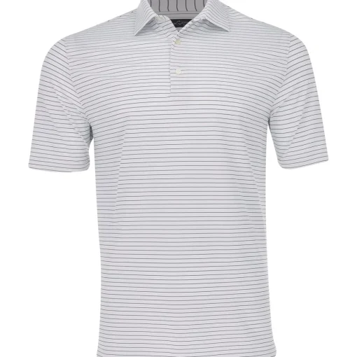 Greg Norman Freedom Micro Pique Feeder Stripe Shirt Polo Short Sleeve Golf Apparel