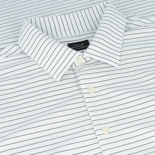 Greg Norman Freedom Micro Pique Feeder Stripe Shirt Polo Short Sleeve Golf Apparel