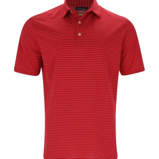 Greg Norman Freedom Micro Pique Feeder Stripe Shirt Polo Short Sleeve Golf Apparel