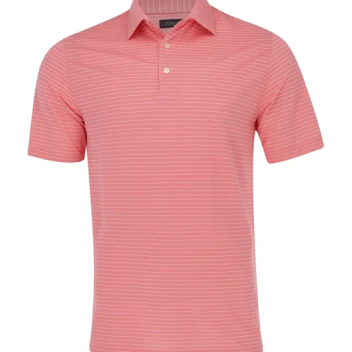 Greg Norman Freedom Micro Pique Feeder Stripe Shirt Polo Short Sleeve Golf Apparel