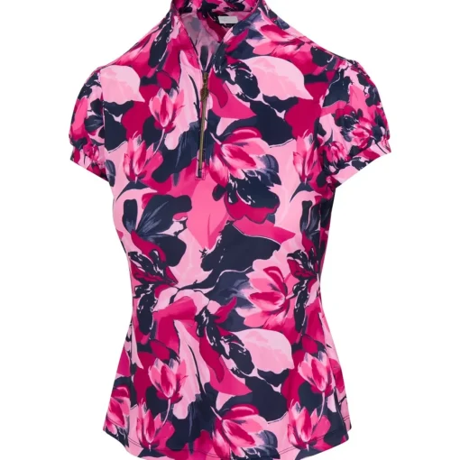 Greg Norman Genevieve Tulip Collar Shirt Polo Short Sleeve Golf Apparel