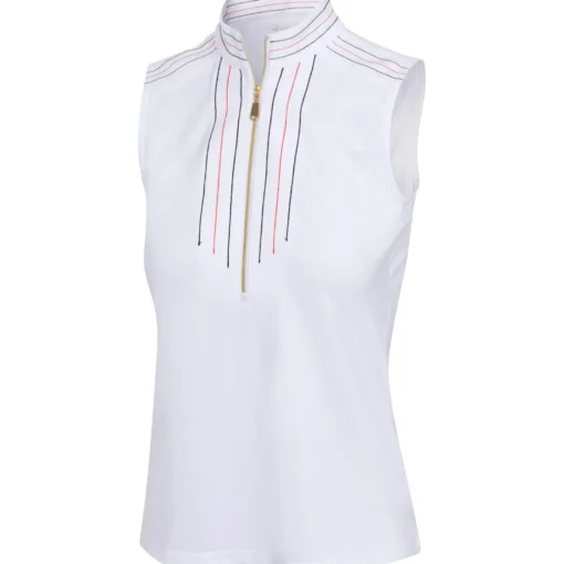 Greg Norman Hanna Sleeveless Zip Shirt Polo Short Sleeve Golf Apparel