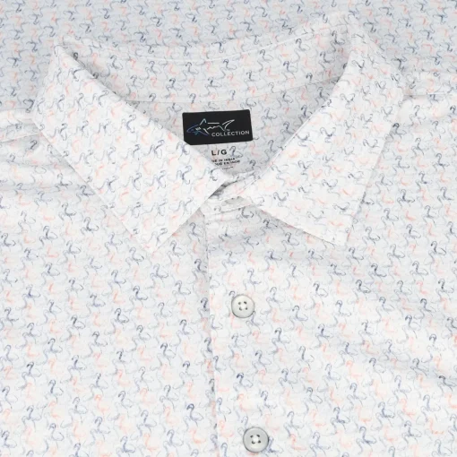 Greg Norman ML75 Flamingo Stretch Shirt Polo Short Sleeve Golf Apparel