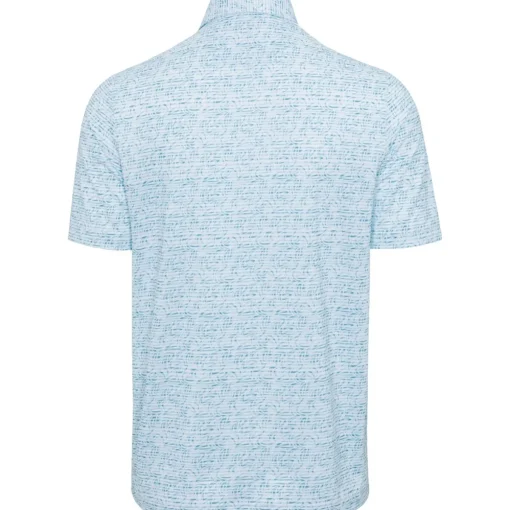 Greg Norman ML75 Graffiti Fin Stripe Mesh Shirt Polo Short Sleeve Golf Apparel