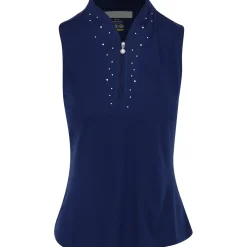 Greg Norman ML75 Microlux Pearl Studded Sleeveless Shirt Polo Short Sleeve Golf Apparel