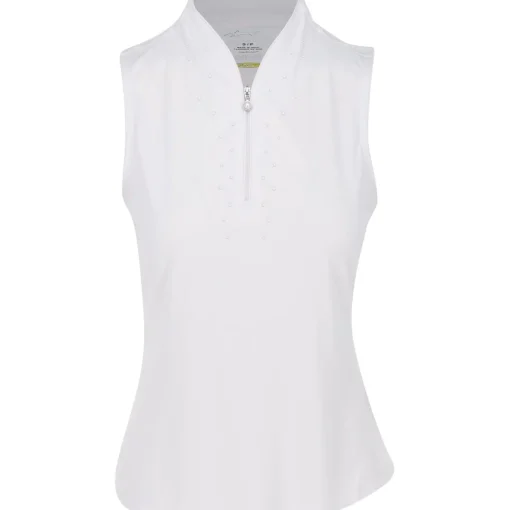 Greg Norman ML75 Microlux Pearl Studded Sleeveless Shirt Polo Short Sleeve Golf Apparel
