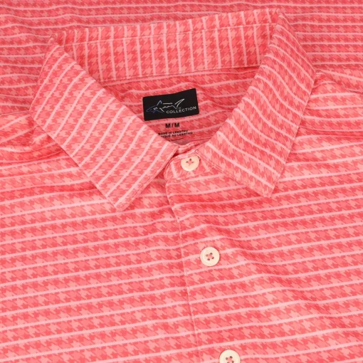 Greg Norman ML75 Recycled Microlux Houndstooth Stripe Shirt Polo Short Sleeve Golf Apparel
