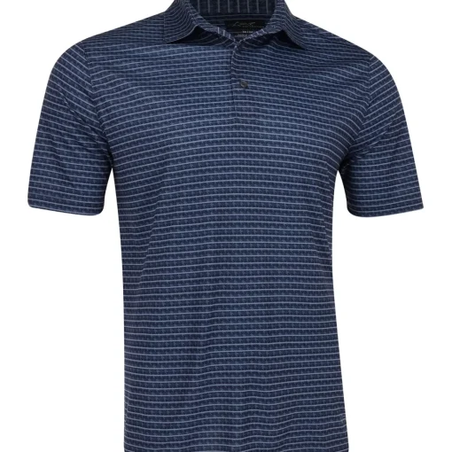 Greg Norman ML75 Recycled Microlux Houndstooth Stripe Shirt Polo Short Sleeve Golf Apparel