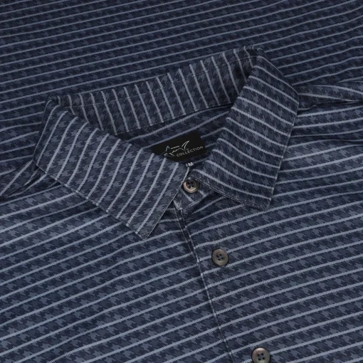Greg Norman ML75 Recycled Microlux Houndstooth Stripe Shirt Polo Short Sleeve Golf Apparel