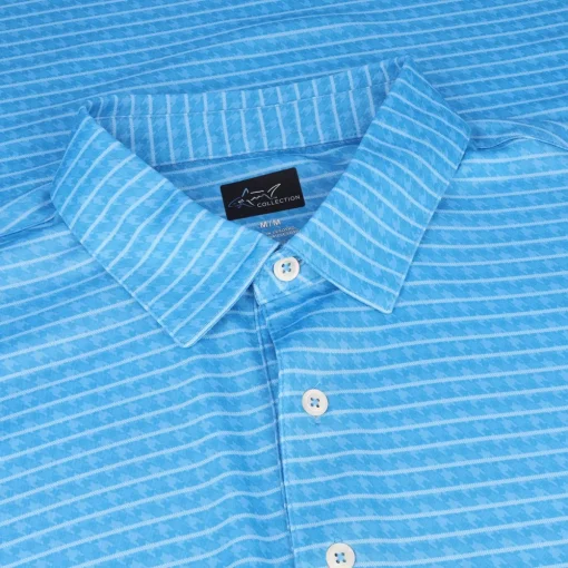 Greg Norman ML75 Recycled Microlux Houndstooth Stripe Shirt Polo Short Sleeve Golf Apparel