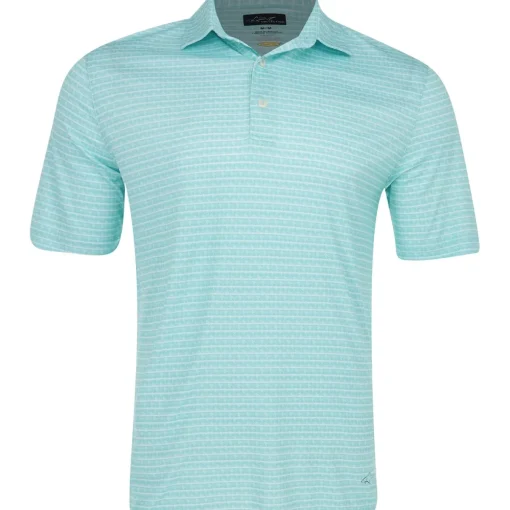 Greg Norman ML75 Recycled Microlux Houndstooth Stripe Shirt Polo Short Sleeve Golf Apparel