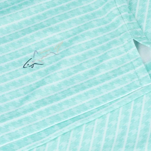 Greg Norman ML75 Recycled Microlux Houndstooth Stripe Shirt Polo Short Sleeve Golf Apparel