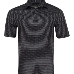 Greg Norman ML75 Recycled Microlux Houndstooth Stripe Shirt Polo Short Sleeve Golf Apparel